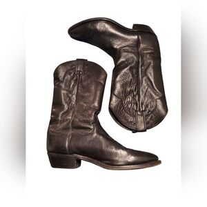 🔥 Vintage Black Leather Cowboy Boots Men’s 10–11 | Vibram Sole | Western Roper